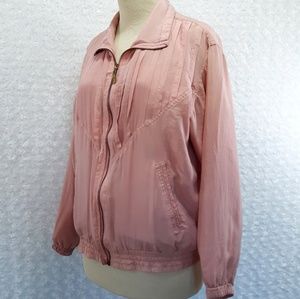 Vintage 1980s EVR Pink Silk Bomber Windbreaker